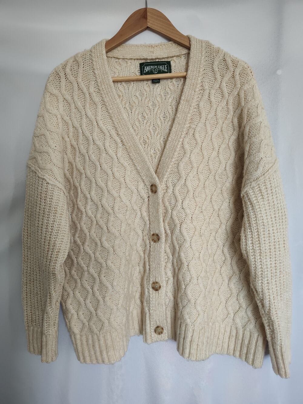 AMERICAN EAGLE OVERSIZED CABLE KNIT BOYFRIEND CARDIGAN SIZE M FALL COZYCORE